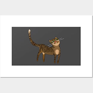 Happy Brown Tabby Cat Posters and Art